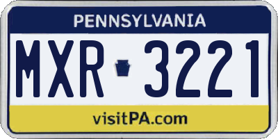 PA license plate MXR3221