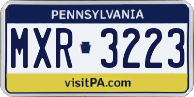 PA license plate MXR3223