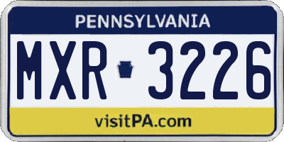 PA license plate MXR3226