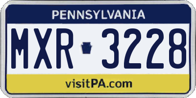 PA license plate MXR3228