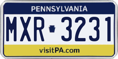 PA license plate MXR3231