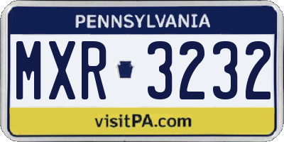 PA license plate MXR3232