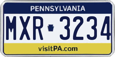 PA license plate MXR3234