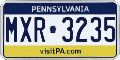 PA license plate MXR3235