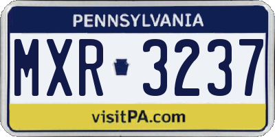 PA license plate MXR3237