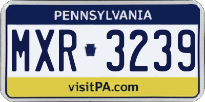 PA license plate MXR3239