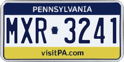 PA license plate MXR3241