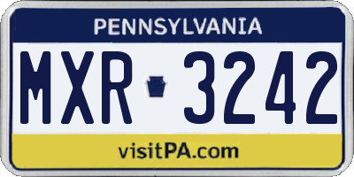 PA license plate MXR3242
