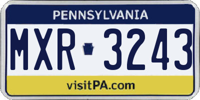 PA license plate MXR3243