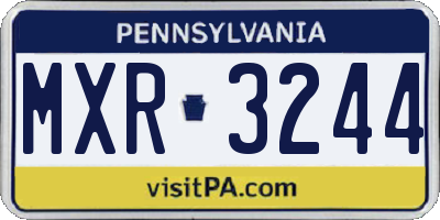 PA license plate MXR3244