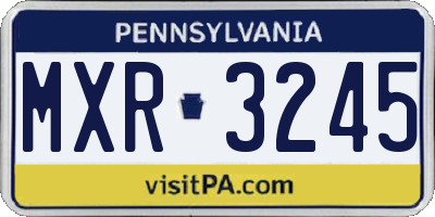 PA license plate MXR3245