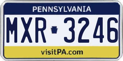 PA license plate MXR3246