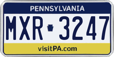 PA license plate MXR3247