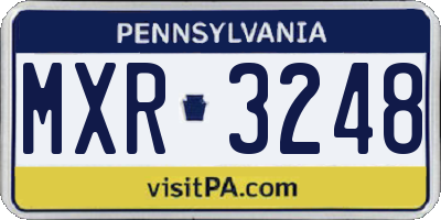 PA license plate MXR3248