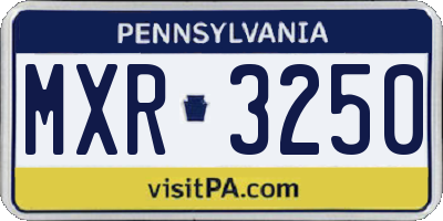 PA license plate MXR3250