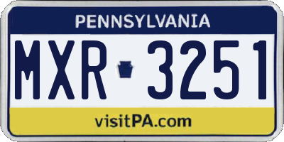 PA license plate MXR3251