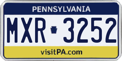 PA license plate MXR3252