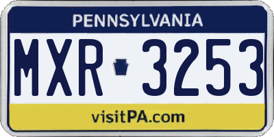 PA license plate MXR3253