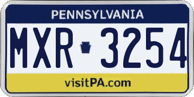 PA license plate MXR3254