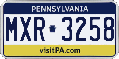 PA license plate MXR3258