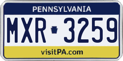 PA license plate MXR3259