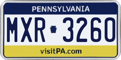 PA license plate MXR3260