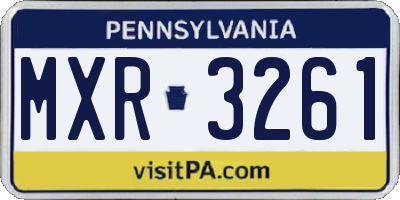 PA license plate MXR3261