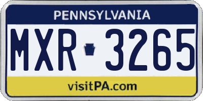 PA license plate MXR3265
