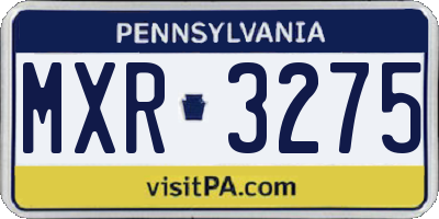 PA license plate MXR3275