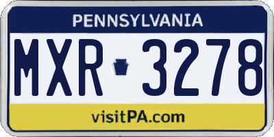 PA license plate MXR3278