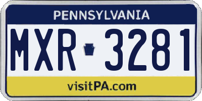 PA license plate MXR3281
