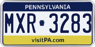PA license plate MXR3283