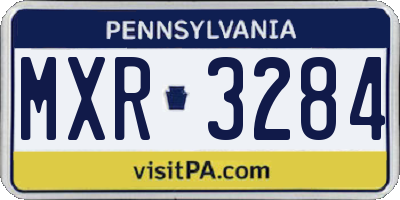 PA license plate MXR3284