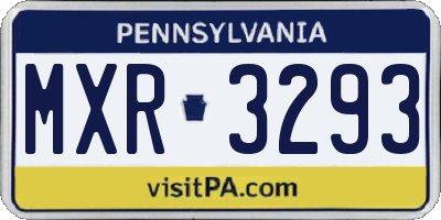 PA license plate MXR3293