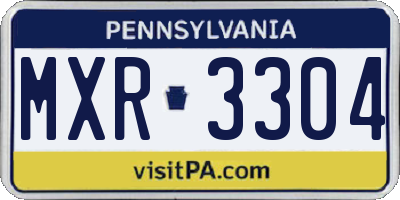 PA license plate MXR3304