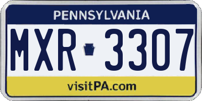 PA license plate MXR3307