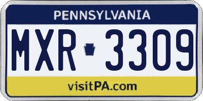 PA license plate MXR3309