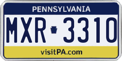 PA license plate MXR3310