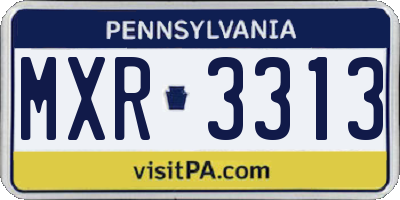 PA license plate MXR3313