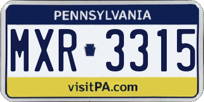 PA license plate MXR3315