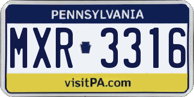 PA license plate MXR3316