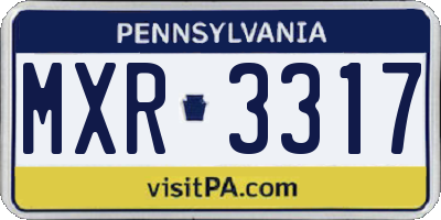 PA license plate MXR3317