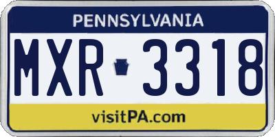 PA license plate MXR3318