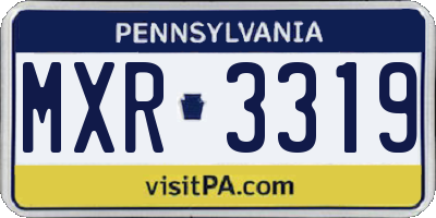 PA license plate MXR3319
