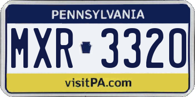 PA license plate MXR3320