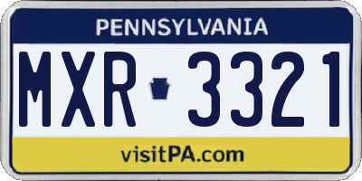PA license plate MXR3321