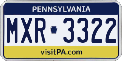 PA license plate MXR3322