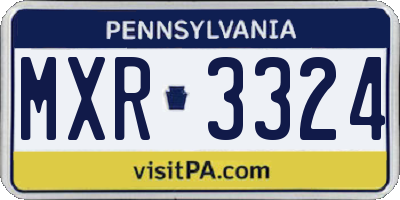 PA license plate MXR3324