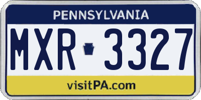 PA license plate MXR3327