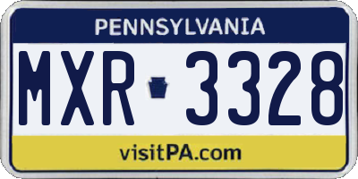 PA license plate MXR3328